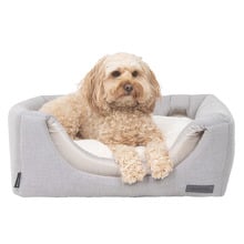 60cm Cube Linen-Look Dog Bed